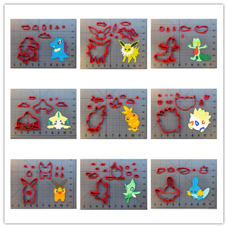 1-611-5 Anime Game Character Cookie Cutter Tools Squirtle Snorlax Metwo Face Fondant Cupcake Top Made 3D Printed Cake Mould | Дом и сад