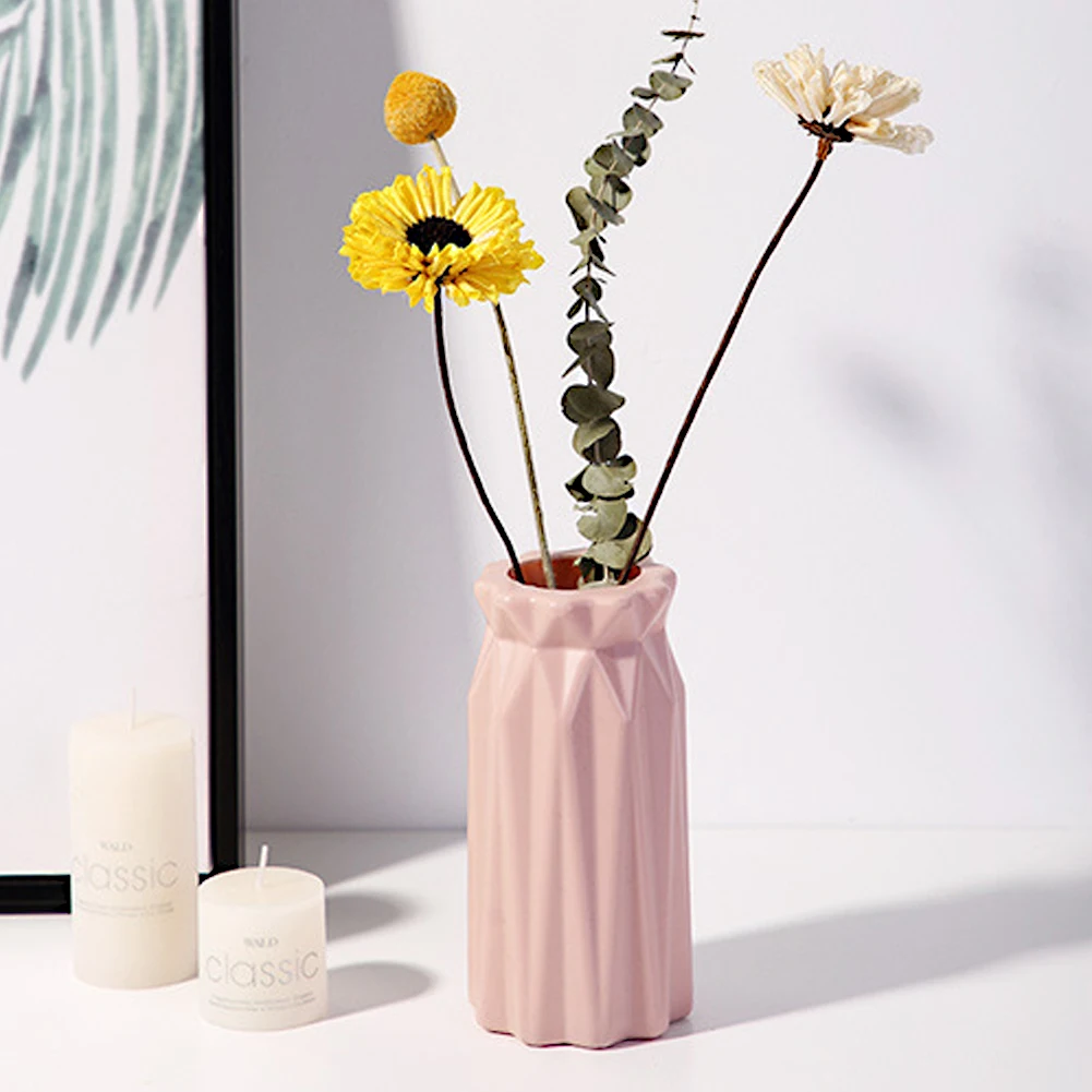 Flower Vase Decoration Home Shatterproof Plastic Nordic Style Imitation Ceramic Pot Bottle | Дом и сад