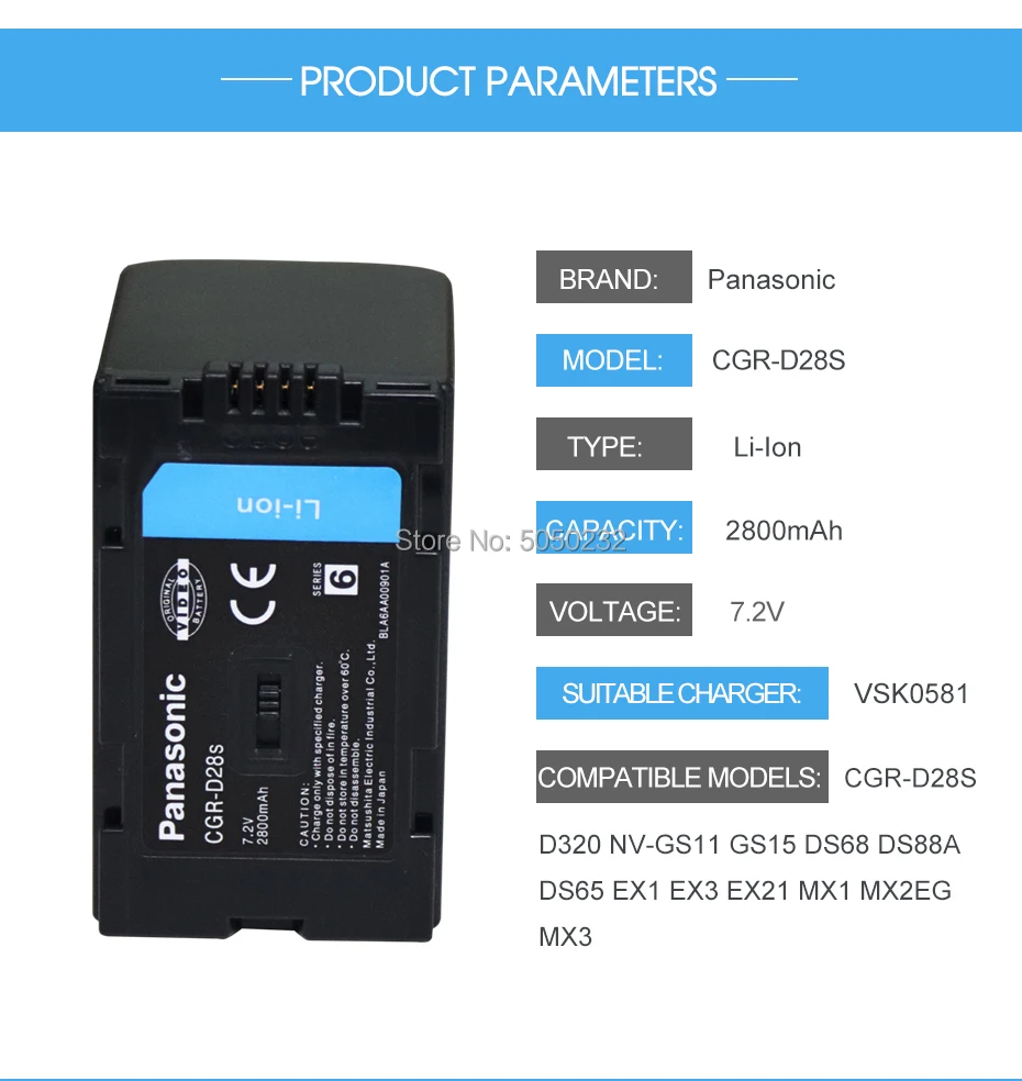 Panasonic 7,2 v 2800 мА/ч, CGR-D28S CGR-D120 CGR-D08S CGR-D54S CGR-D16S CGR-D220 CGA-D07S высокое качество Камера Батарея