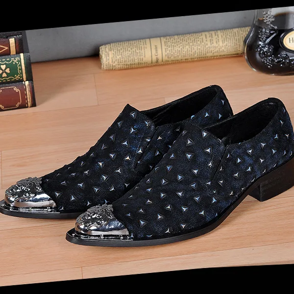

Loafers Men Genuine Leather Pointed Toe Casual British Style KPOCOBKN Full Grain Leather Cow Leather Slip-on Rubber