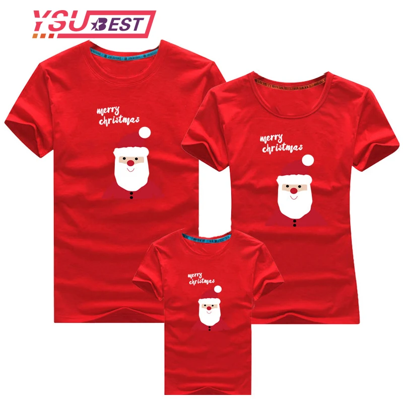 2020 Santa Claus Dad Mom Matching T-shirt Daddy Mommy and Me Clothes Mother Daughter Father Son Outfits Family Look Christmas | Мать и
