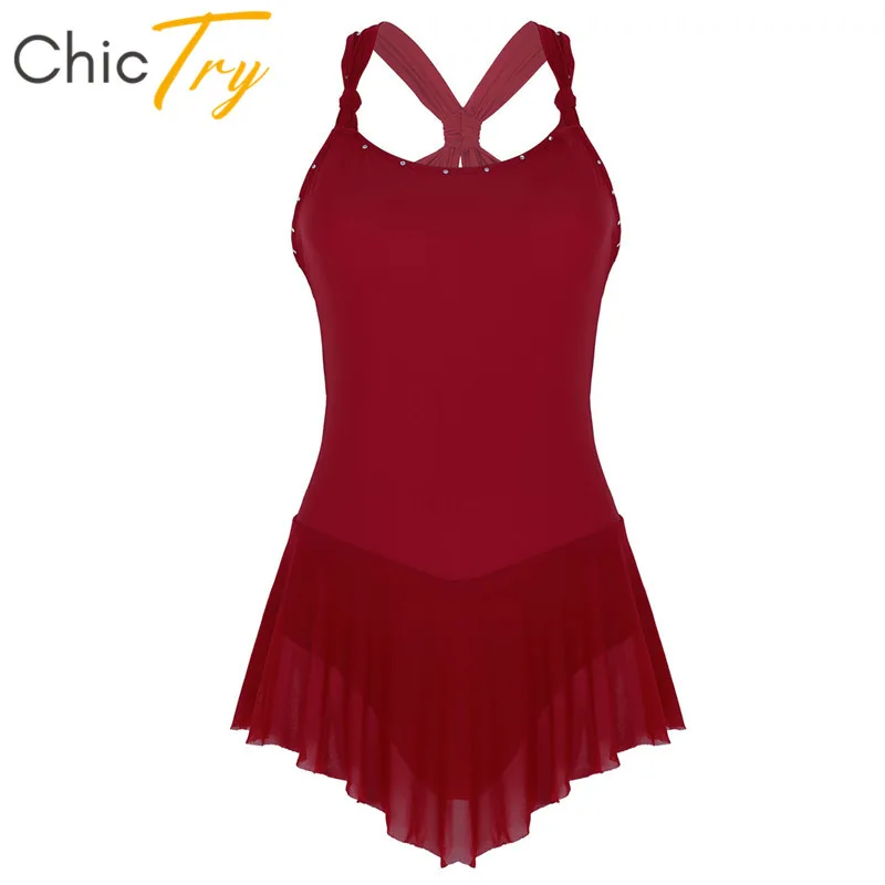 Женский балетный костюм без рукавов с перекрещивающимися на спине блестящими