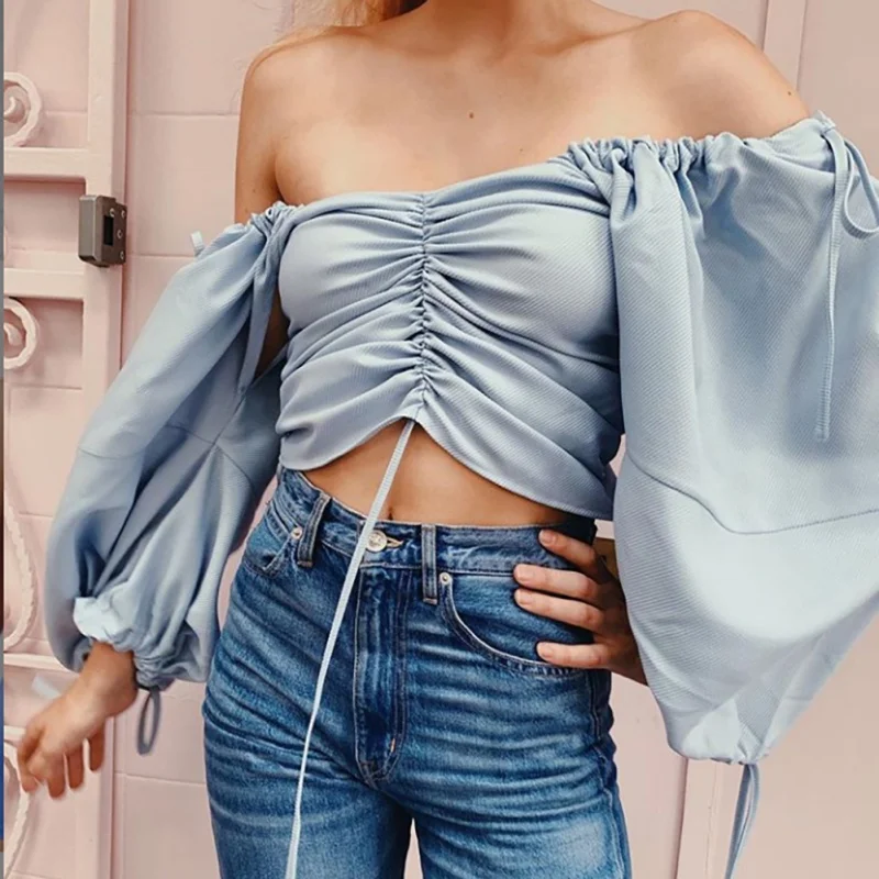 Кроп Топы женские майки Camis летний фонарик рукав сексуальный без бретелек пляжные Топы Плюс Размер Ruched Tank Top