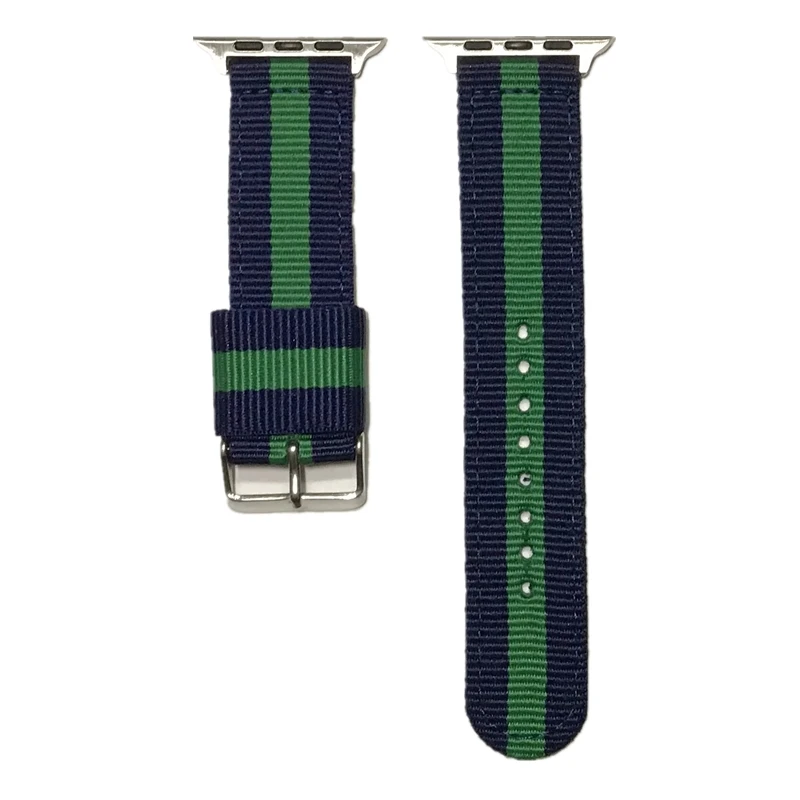 Blue green Нейлоновый разноцветный ремешок для часов apple watch band 4 44 мм 40 мм тканый полосатый спортивный ремешок для iWatch series 3 2 1 42/38 мм - Цвет ремешка: Blue green