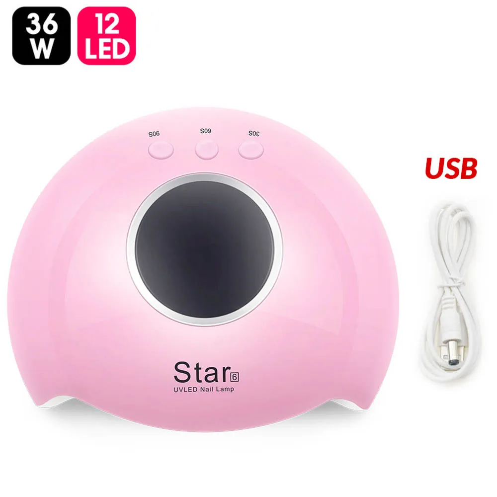 36W Star6 УФ-лампа для ногтей 80 Вт SUNX5Max светодиодный Сушилка для ногтей для маникюра отверждение всех гель-лаков лампа для ногтей 45 шт. светодиодный 30 s/60 s/90 s автоматический датчик - Цвет: 36W Star6