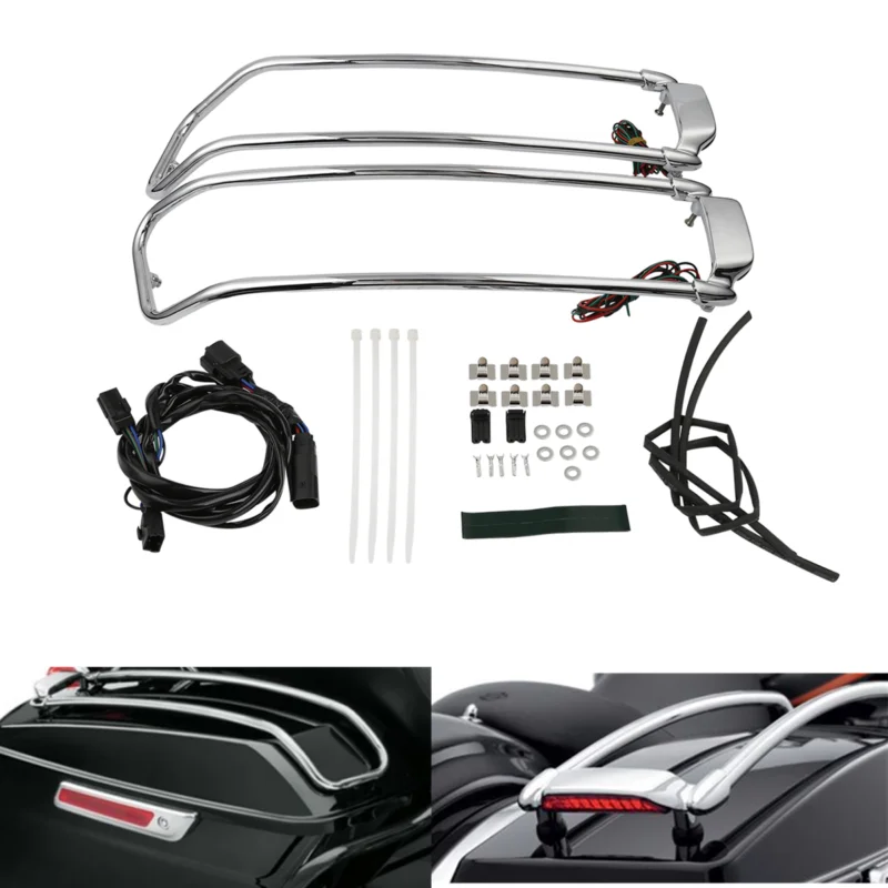 Motorcycle Saddlebag Lid Rail Guard LED Brake Light For Harley Touring Road Electra Street Glide FLHR FLHTC FLHX FLTR 2014-
