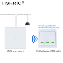 TISHRIC RF пульт дистанционного управления 433 МГц передатчик настенная панель липкий умный/Google домашняя работа с SONOFF RF/T1/T2/Bridge/4CH PRO r2