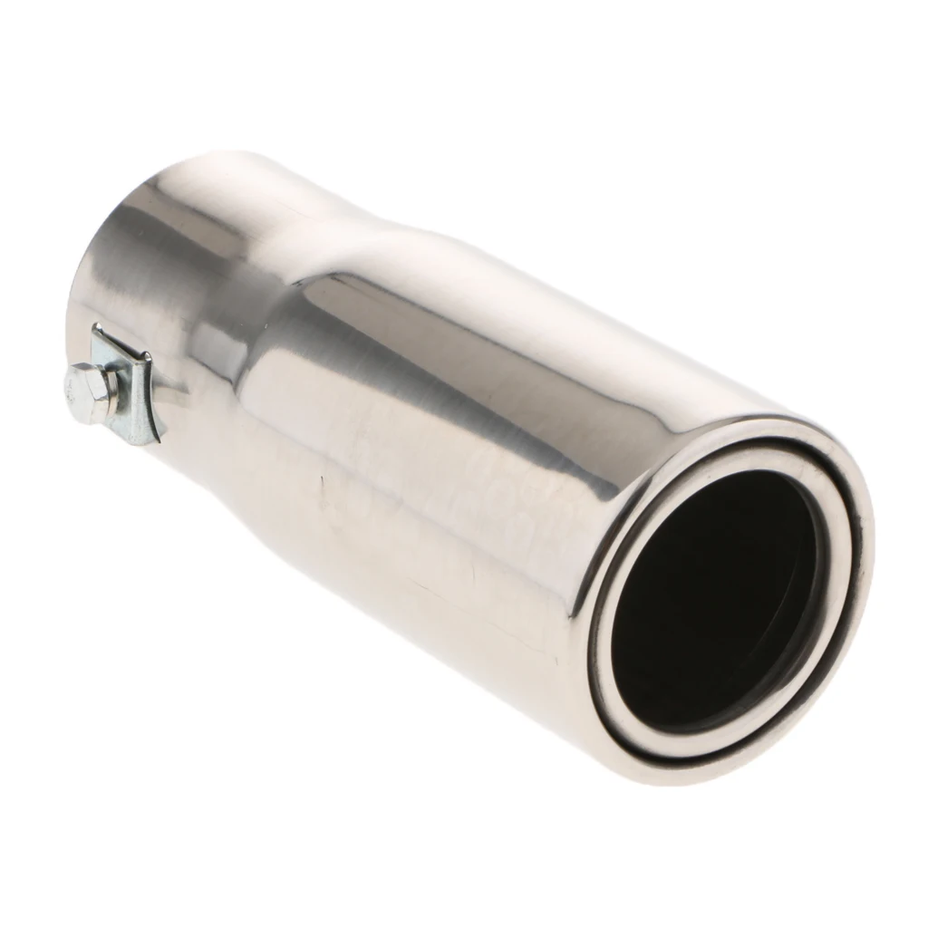 30-50mm Inlet 63mm Outlet Stainless Steel Exhaust Pipe Tail Muffler Silencer Silver