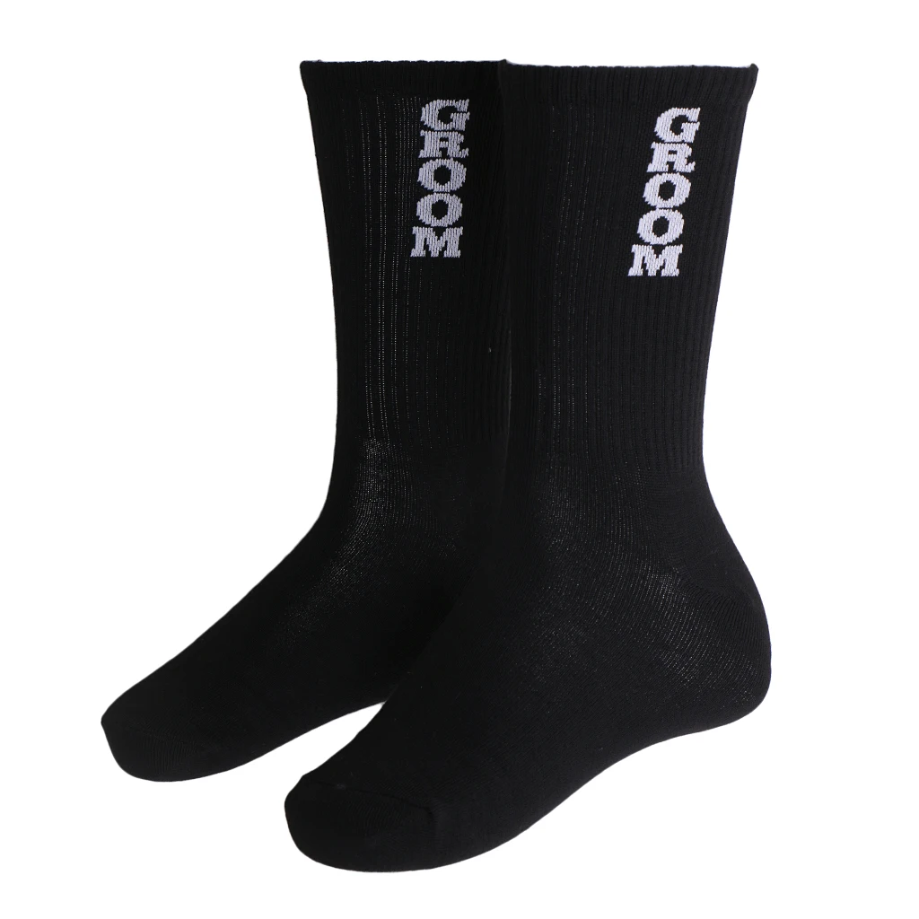 Cotton Mens Wedding Groom Socks Breathable Short Crew Socks Black