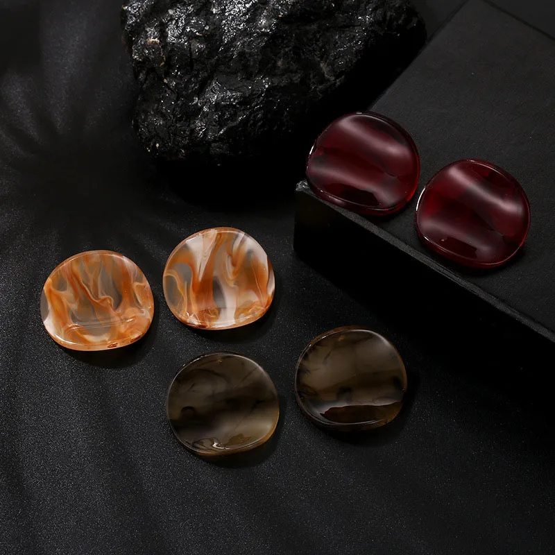 

Vintage Geometric Round Acrylic Earring Stud Fashion Bohemian Acetic Acid Ear Wedding Jewelry For Women Girl Statement Brincos