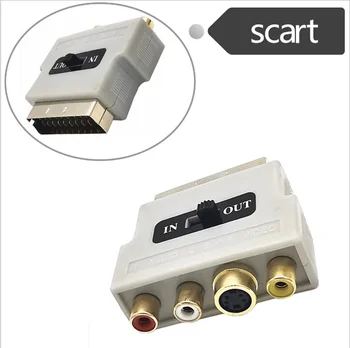 

Gold Plated SCART adapter plug connector 21p adapter SCART to AV 3rca with switch converter adapter