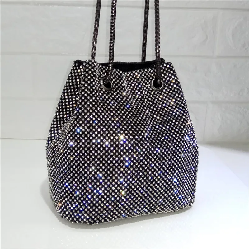 Fashion Diamond Women Mini Chain Shoulder Purses And Handbags Crystal Clutch Evening Bucket Bags Rhinestone Party Crossbody Bag |