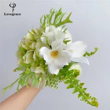 Зеленый белый искусственный цветок розы гортензии галсанг Свадебный букет Шелковый цветок украшение дома Свадебная вечеринка Декор стола Flore