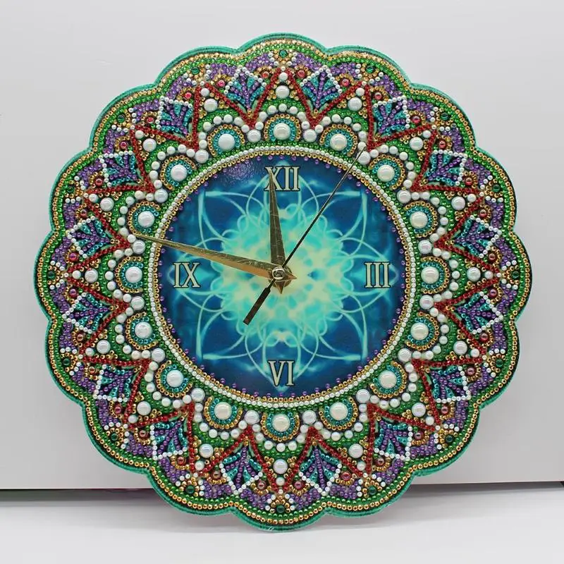 Cross Stitch Datura Hanging Clock Luminous PVC Chevron DIY Full Drill Special Shape Diamond Painting Home Wall Decoration | Дом и сад