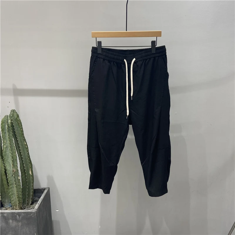 

Шорты мужские с эластичным поясом, модные облегающие повседневные короткие штаны, чистый черный цвет, лето