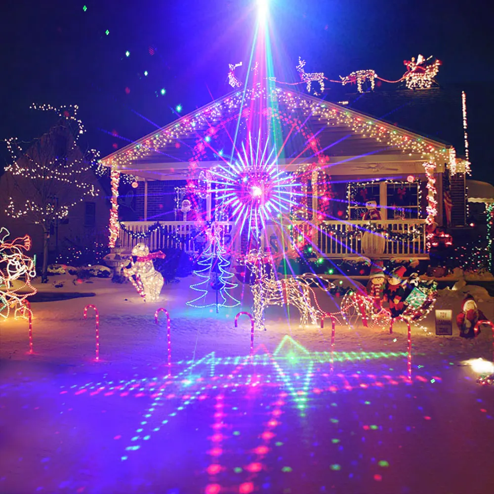 Outdoor Christmas 2021 Star Lights Waterproof Street Lawn Laser Projector Holiday xmas Decorations for Home New Year 2022