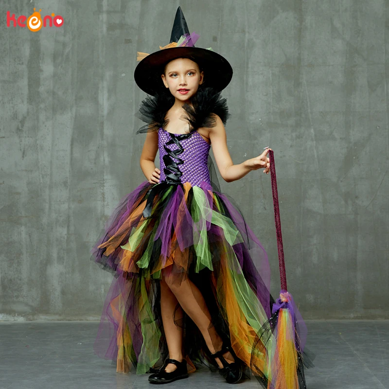 de de bruja de Halloween para niñas, traje tul de arco iris para fiesta de Cosplay de carnaval, vestido de baile lujo para niños| Vestidos| - AliExpress