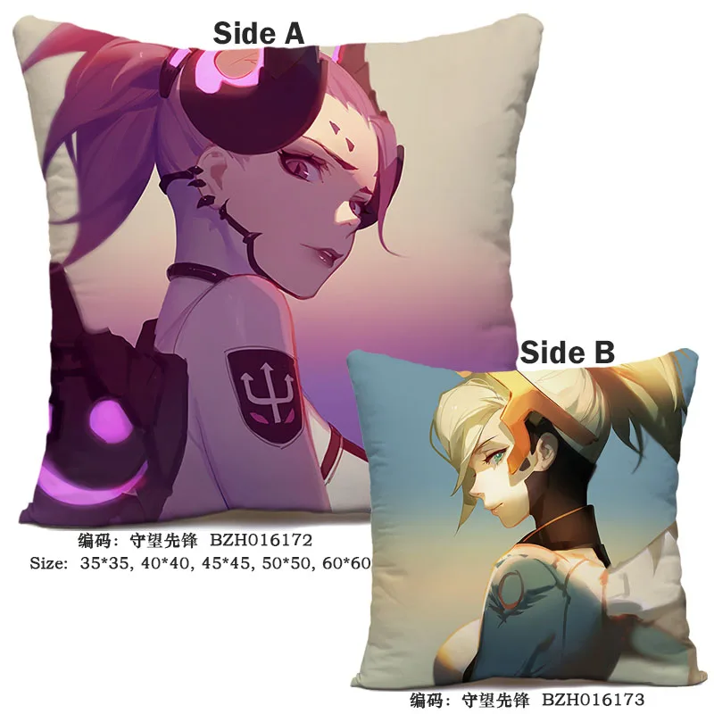 4 45X45 см аниме игра Overwatch наволочка OW dva Mercy Mei Hanzo Genji Reaper Dakimakura Чехол 3D двухсторонний принт наволочка - Цвет: 4