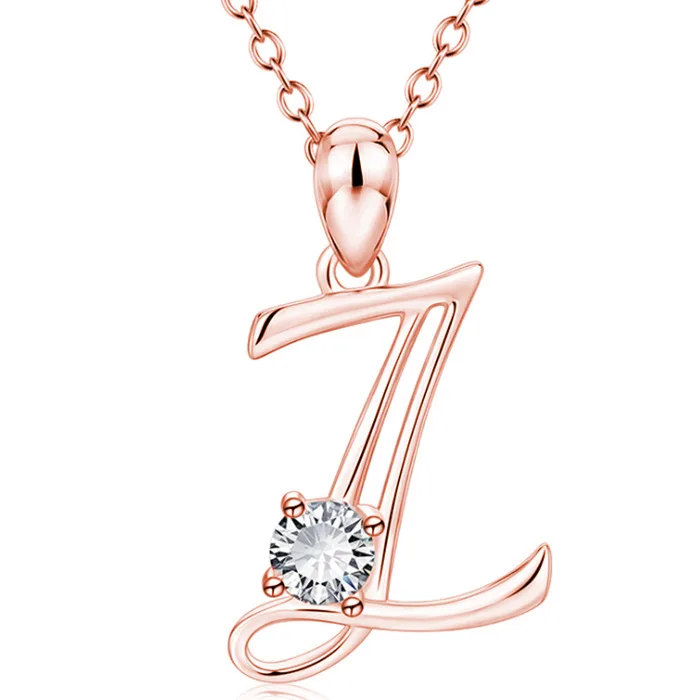 Trendy Zirconia Initial Letter Necklace Fashion A-z Alphabet Gold Pendant Necklace For Women Korean Jewelry - Окраска металла: Z