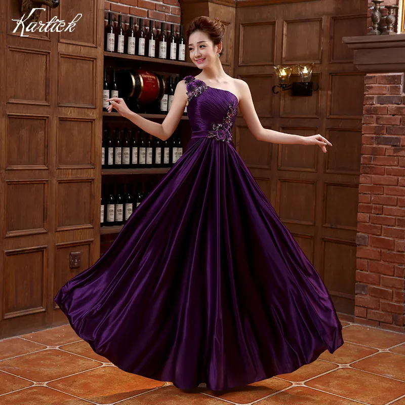 

New Purple Evening Dresses Elegant One Shoulder Bride Gown Fashion Long Ball Prom Party Homecoming/Graduation Formal Dress