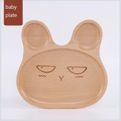 

Creative Natural Bamboo Baby Bowl Cartoon Rabbit Shaped Tray Feeding Dessert Tableware Plate Kids Children Dinnerware Dishes
