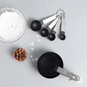 

4Pcs/set Stainless Steel Collapsible Folding Seasoning Measuring Measuring Set Baking Folding Spoon Cooking Cup Tool and Sp H7S7