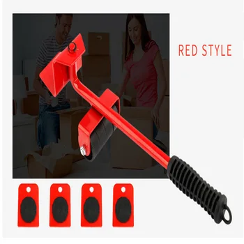 

Furniture Transport Lifter Heavy Stuffs Moving Tool Set System With 1 Wheel Bar 4 Wheeled Mover Roller Hand Tools Set AA