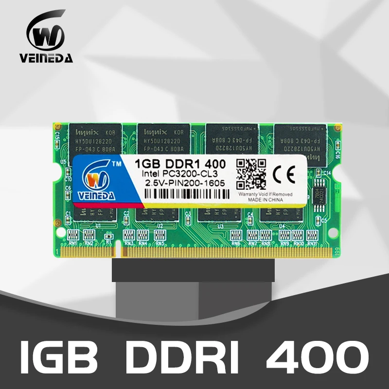 VEINEDA оперативная память DDR1 1 ГБ pc3200 ddr400 400 МГц 200Pin Laptopddr память Sodimm ram 1G