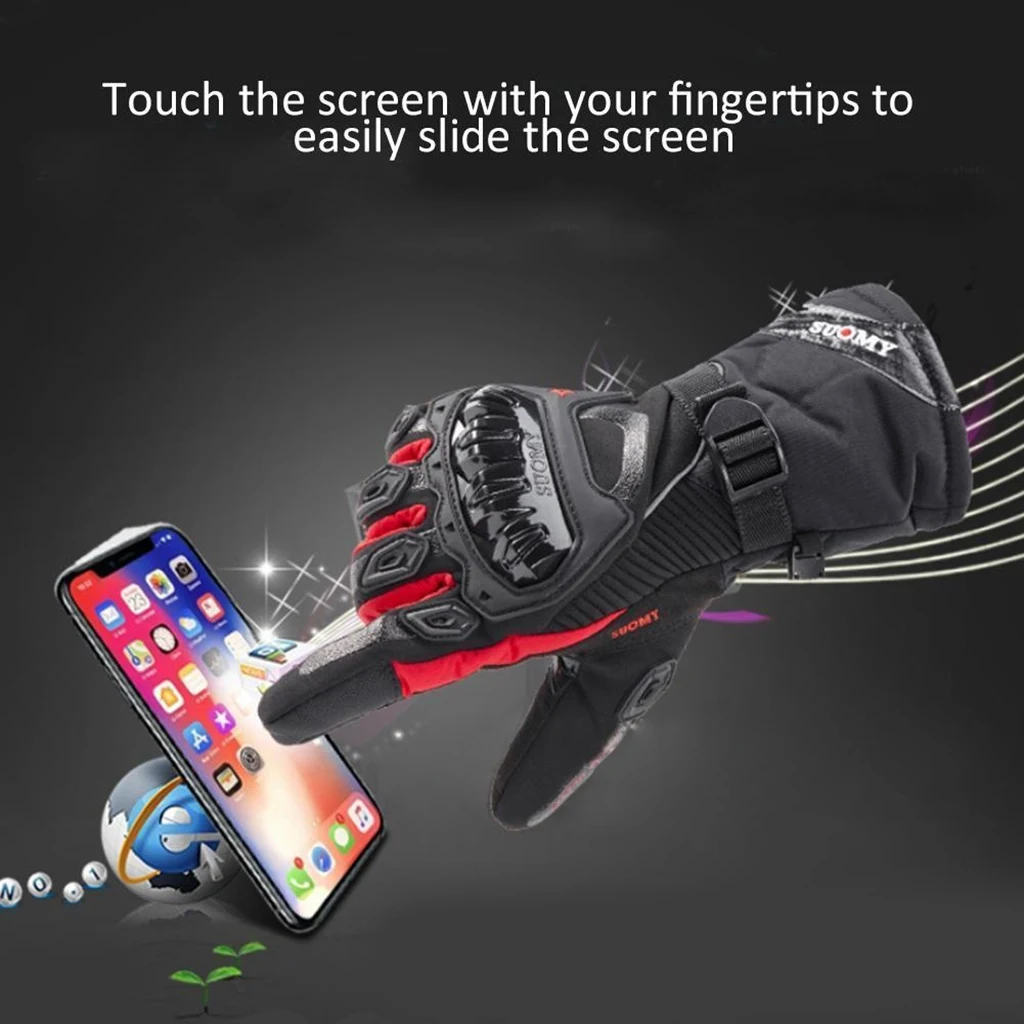 1 Pair Motorcycle Gloves Men 100% Waterproof Windproof Winter Gant Moto Gloves Touch Screen Guantes Moto Motorbike Warm Glooves