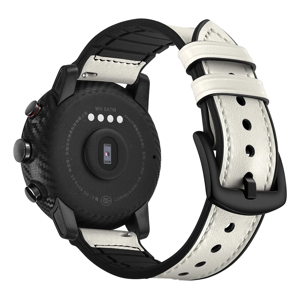 Для AMAZFIT 2 браслет 22 мм дышащий верхний слой коровья кожа сменный ремешок для часов для AMAZFIT 1 кожаный ремешок