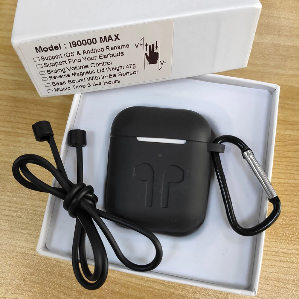 i90000 Max TWS Change Name Location Bluetooth Earphone in-Ear Sensor Wireless Charging PK i100000 i1000 i200 i9000 i5000 - Цвет: Black case