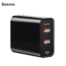 Baseus 60 Вт Usb зарядное устройство usb type-C быстрое зарядное устройство двухдиапазонный Usb слот и адаптер США для зарядки телефона путешествия настенное зарядное устройство с 1 м