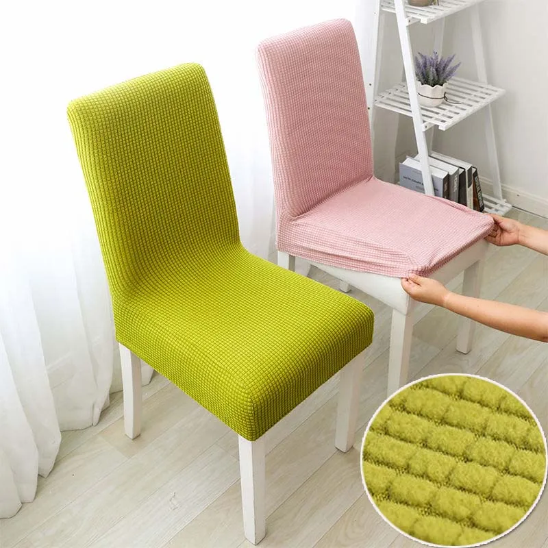 Thicken Jacquard Elastic Dining Room Stretch Chair Cover With Back Wedding Cover For Chairs For Kitchen Living Home Decoration