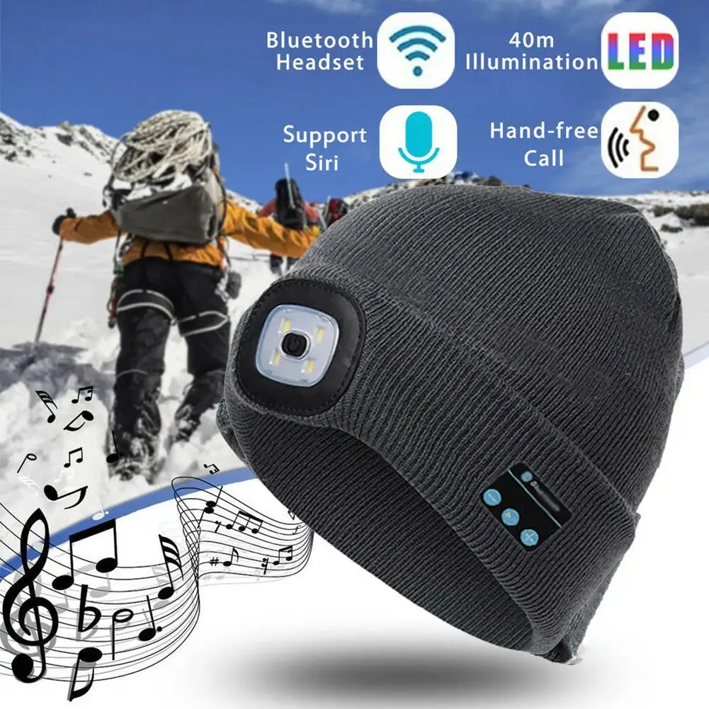 Светильник ed Bluetooth Beanie USB Перезаряжаемый беспроводной музыкальный головной убор ультра яркий 4 светодиодный водонепроницаемый светильник для кемпинга