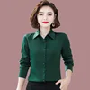 5XL Spring Autumn Solid Green White Blouse Women Shirt White Tops Casual Turn Down Collar Long Sleeve Slim Work Shirts Blusas ► Photo 2/5