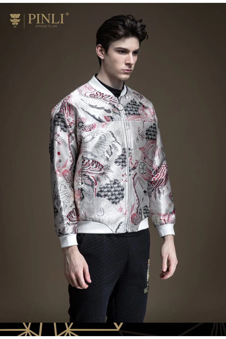 Куртка-бомбер для мужчин, нейлон, без куртки, Casaco Masculino Pinli, осень, новая мужская бейсбольная свинцовая, китайская, жаккардовая, челнок, B193304144
