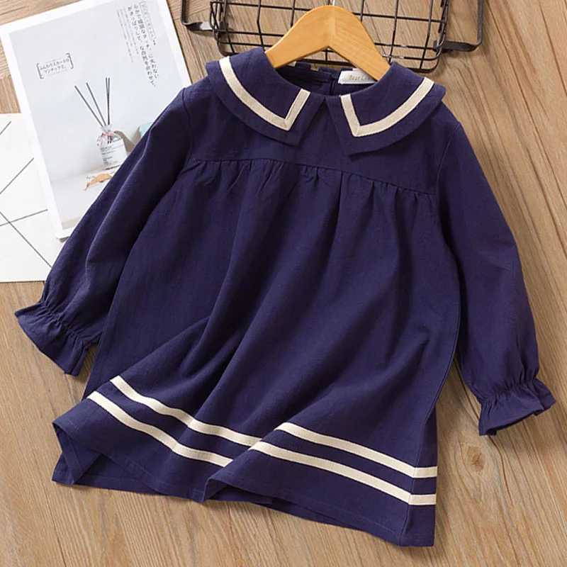 AZ2199 navy blue Платье для маленьких девочек; осенние модные платья для девочек; детское платье; одежда для детей; платье принцессы; повседневная одежда для девочек - Цвет: AZ2199 navy blue
