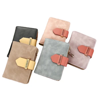 

AA 2020 Women PU Leather Small Zipper Wallet Ladies Solid Color Matte Credit Card Holder Clutch Casual Style Portable Wallets