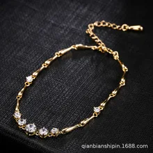 Kuniu стиль зеленый медный материал модный градиент австрийский Циркон ножной браслет Женская поставка товаров