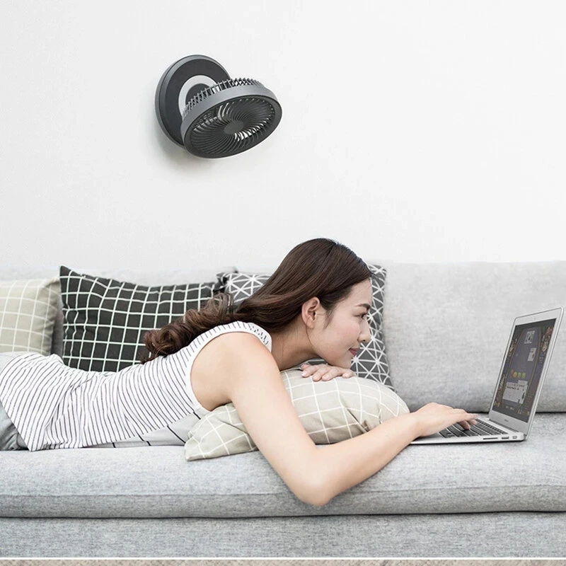 Edon E808 Wireless Suspended Air Circulation Fan USB Rechargeable Folding Electric Fan Night Light Touch Control 4 Wind Speed