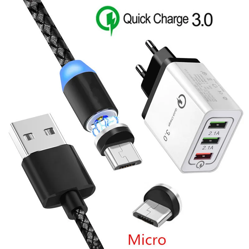 Магнитный кабель Micro USB для Samsung Galaxy S7 J3 J5 J7 HTC Desire 10 Lifestyle 12 530 android сотовый телефон QC 3