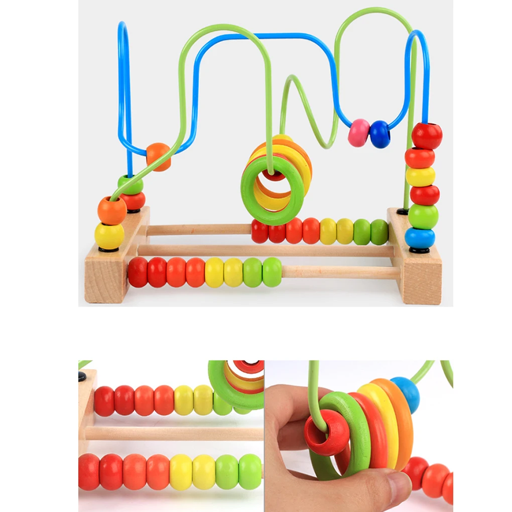 Детская математическая игрушка счетные круги из бисера Abacus проволока лабиринт американские горки деревянная Монтессори обучающая игрушка для малышей