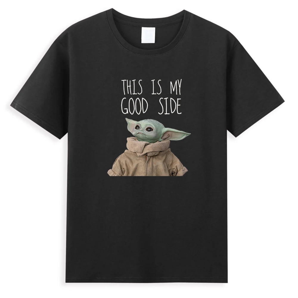 Kawaii Baby Yoda футболки с принтом это моя хорошая сторона летняя футболка мандалор Disney