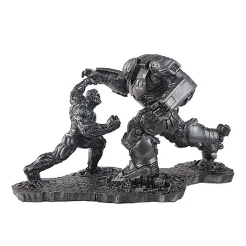 

[Funny] 2pcs/Set The Avengers Combat version Hulk VS iron man MK44 Action figure Statue collection model adult gift