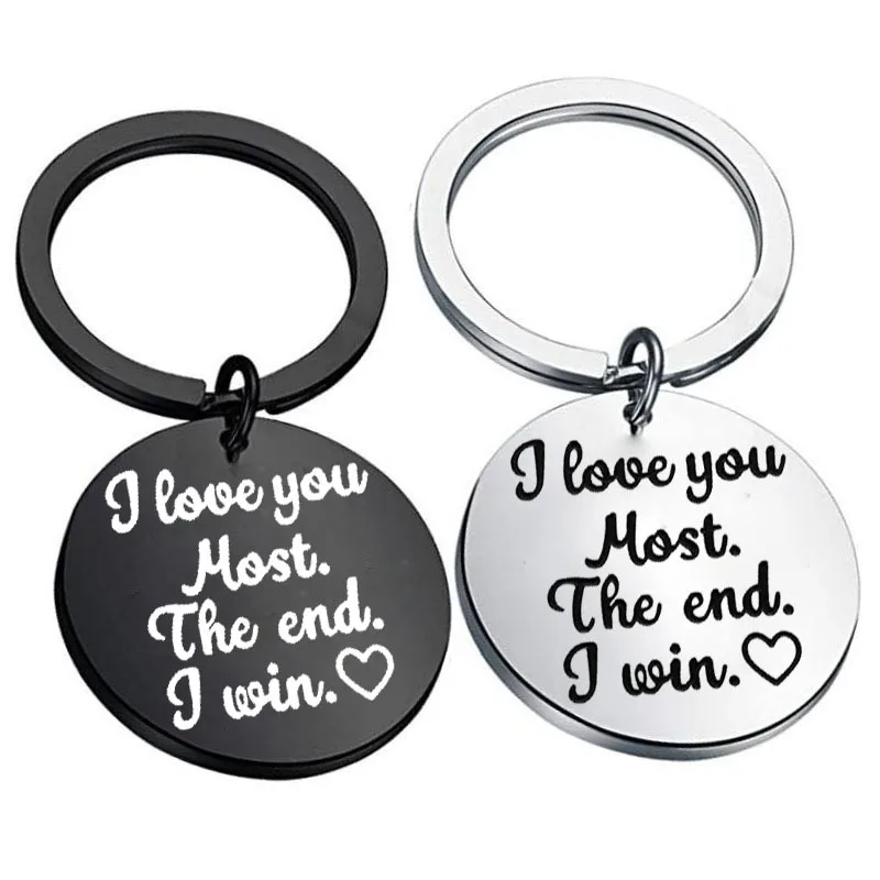 

"I Love You Most The End" Stainless Steel Keychains for Men Women Couple Key Chain Jewelry Accessories Lover's Gifts