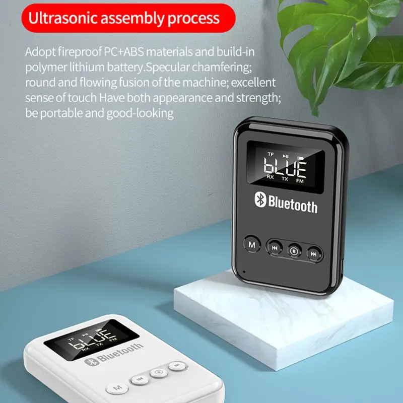 

5in1 Bluetooth 5.0 Transmitter Receiver FM TF Player with Display for PC TV Car