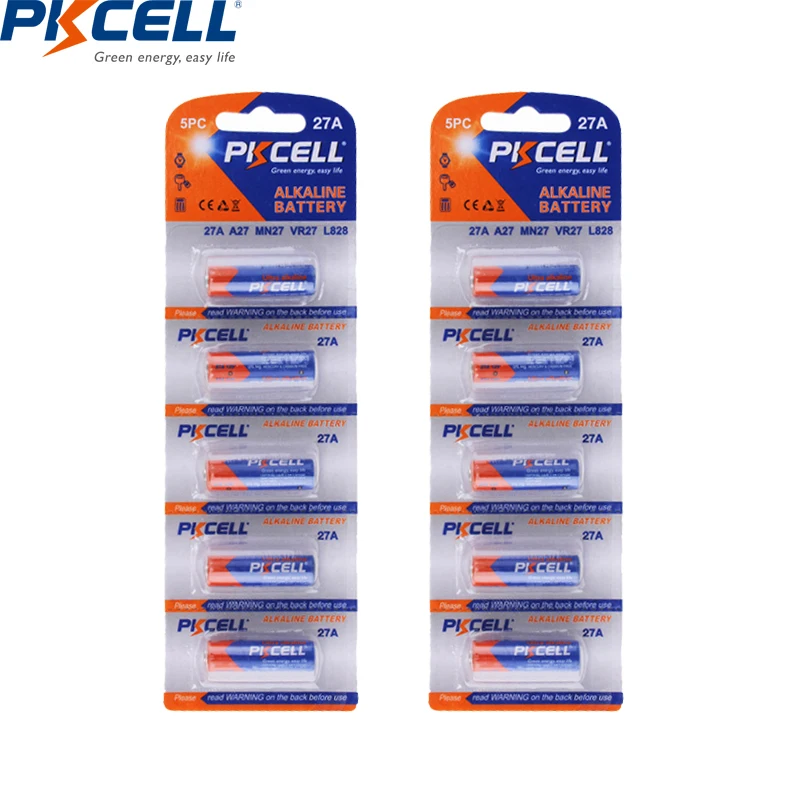 Alkaline Battery 10Pcs/2card 27A 12V Battery MN27 27A A27 L828 Battery For Doorbell Alkaline Batteries Remote Control Flshalight PKCELL