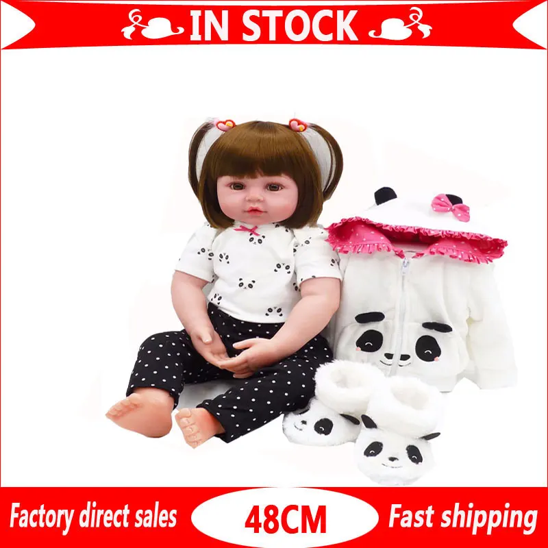 Reborn bebe bonecas Реалистичная панда для маленькой девочки reborn винил мягкий силикон 48