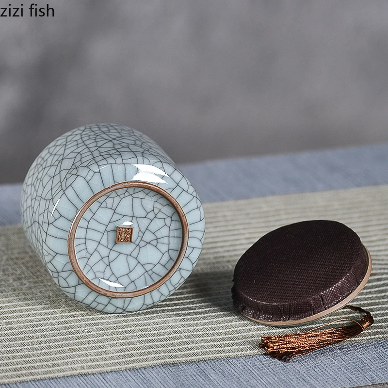 Tea Caddy Tin Box Canister Ceramic Porcelain Candy Caddy with Lid