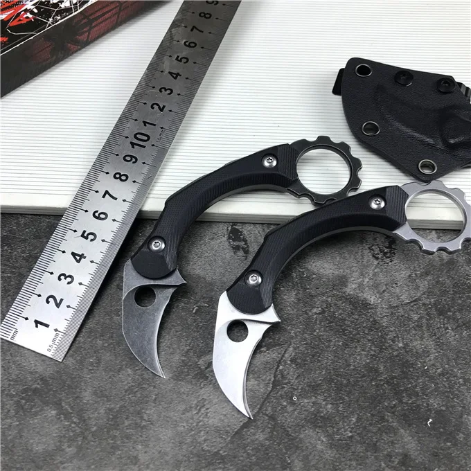 

59-61HRC Karambit knife 9cr18mov blade G10 handle sharp camping survival tactical pocket claw multi & K sheath EDC rescue tool